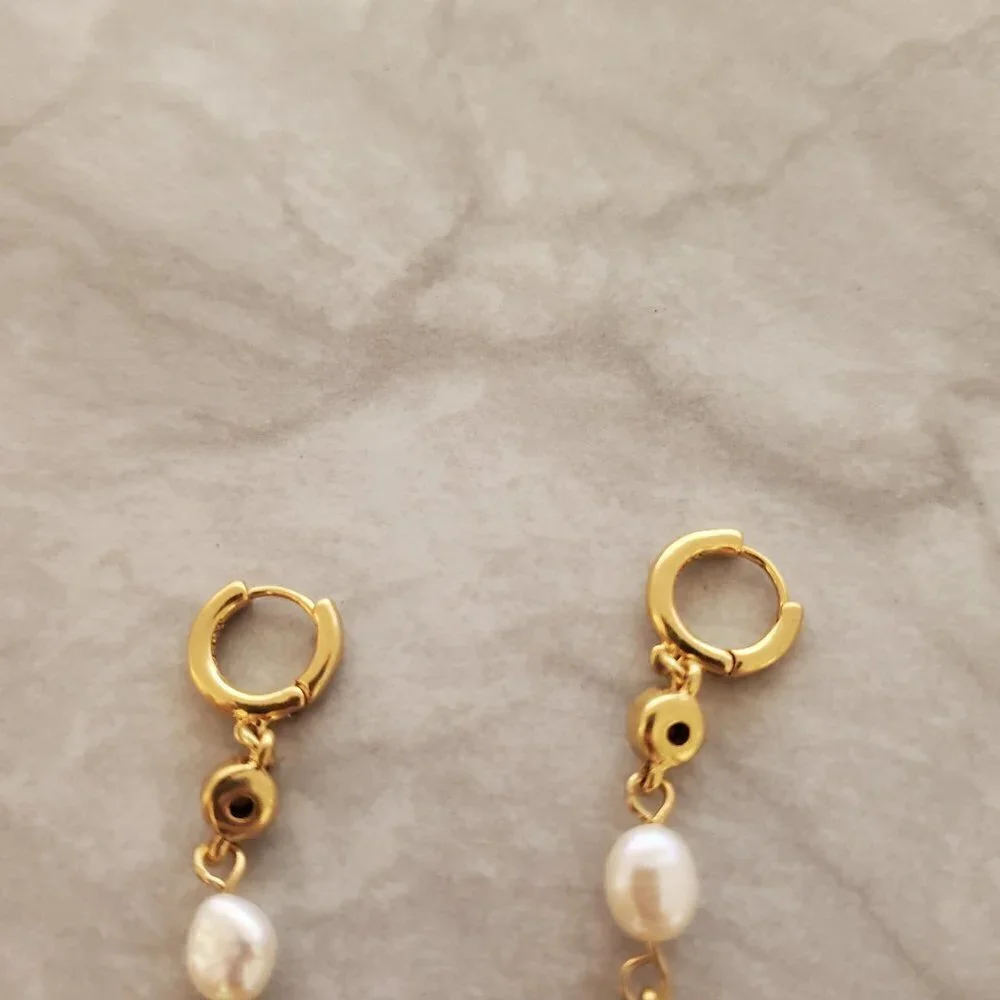 ✨ J.Crew Pearl Rhinestone Crystal Bridal Wedding Formal Drop Dangle Earrings ✨ - Picture 5 of 8